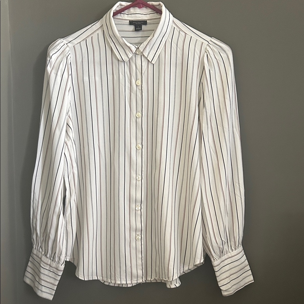 Ann Taylor Factory Black and Tan Striped Blouse